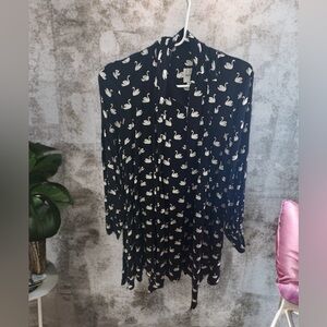 Anthropologie Black and White Swan Kimono